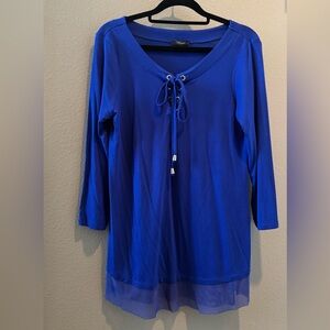Cupio Royal Blue Lace Up Tie Front Tunic- NWOT